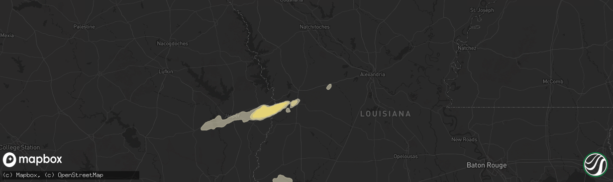 Hail map in Leesville, LA on October 25, 2025