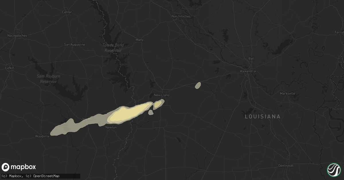Hail map in Leesville, LA on October 25, 2025