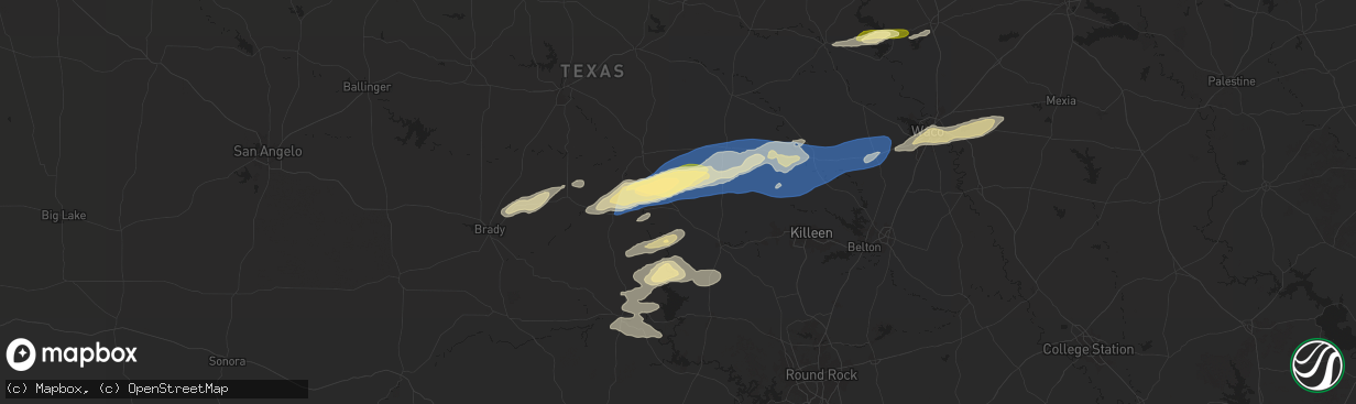 Hail map in Lometa, TX on October 25, 2025