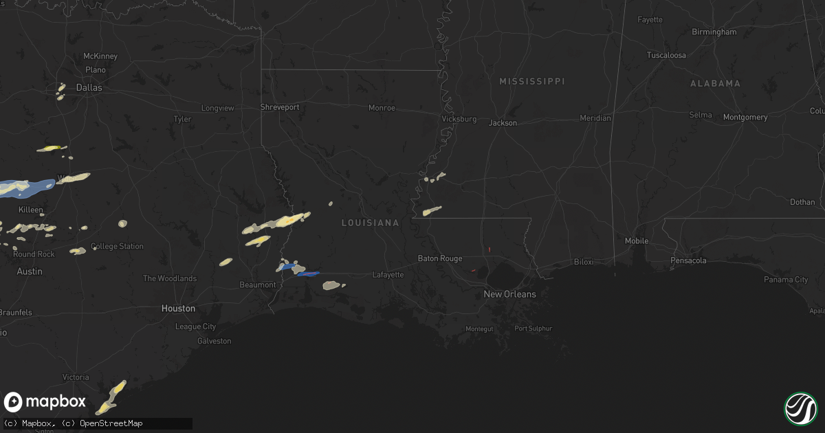 Hail map in Louisiana on October 25, 2025