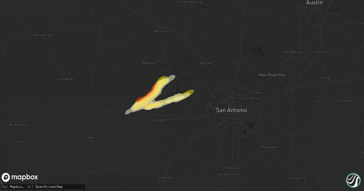 Hail map in Mico, TX on October 25, 2025