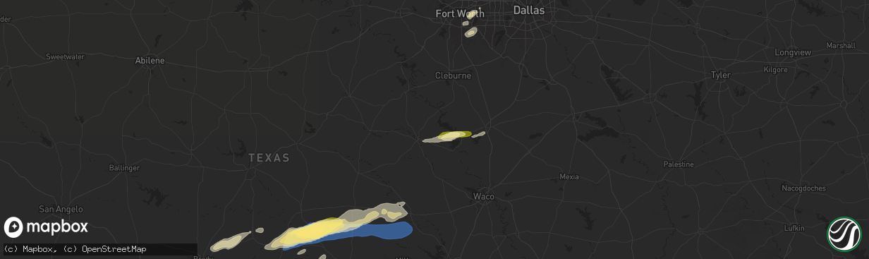 Hail map in Morgan, TX on October 25, 2025