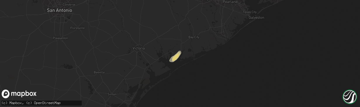 Hail map in Palacios, TX on October 25, 2025