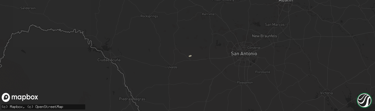 Hail map in Sabinal, TX on October 25, 2025