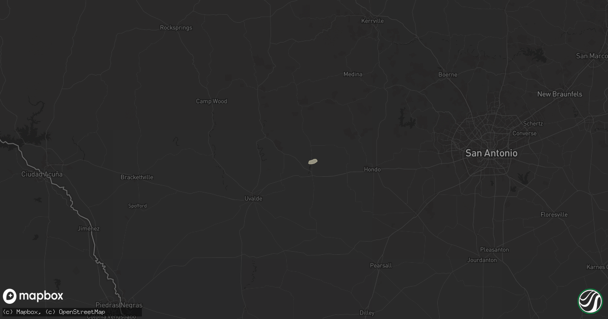 Hail map in Sabinal, TX on October 25, 2025
