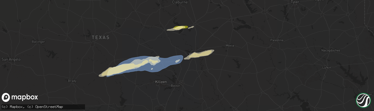 Hail map in Woodway, TX on October 25, 2025