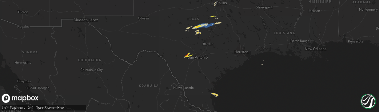 Hail map on October 25, 2025