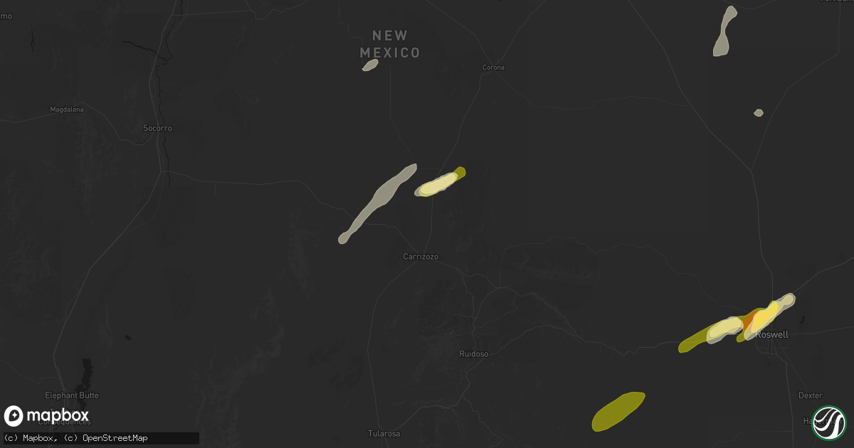 Hail map in Carrizozo, NM on October 25, 2026