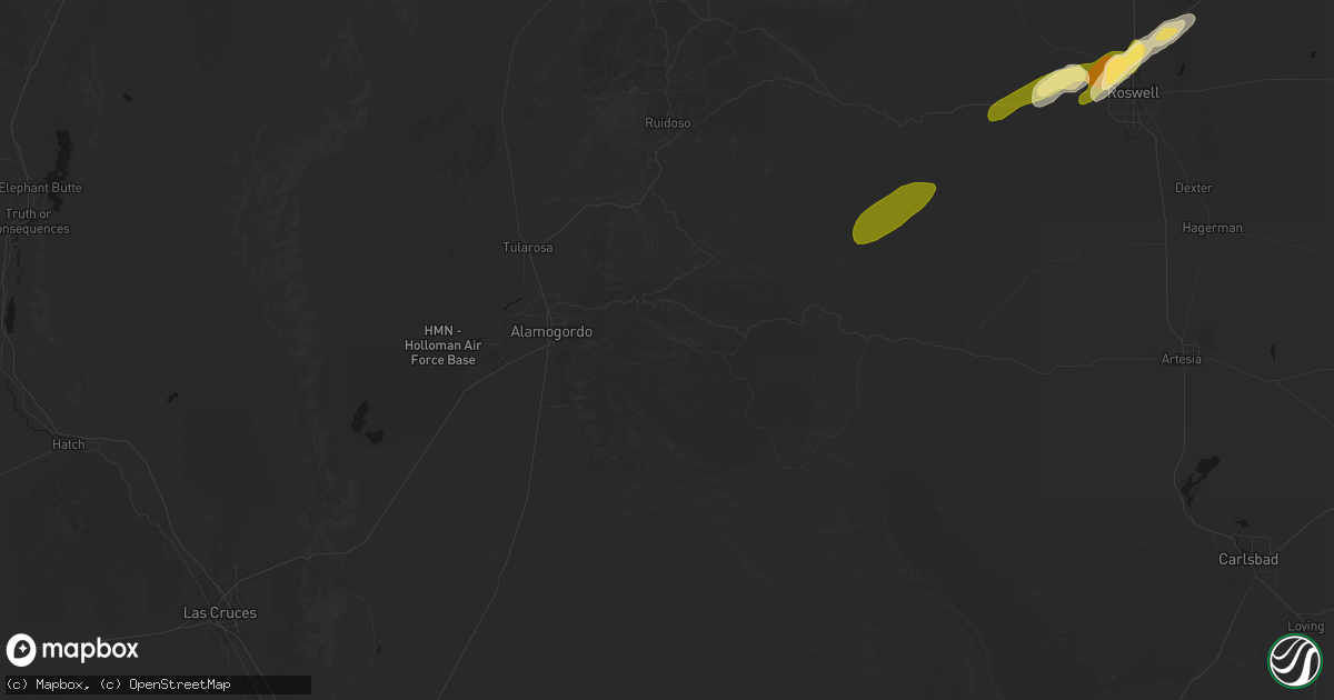 Hail map in Cloudcroft, NM on October 25, 2026