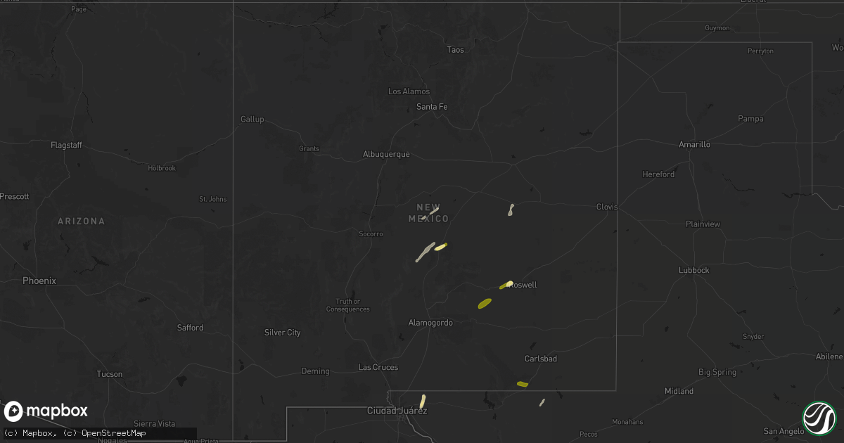 Hail map in New Mexico on October 25, 2026