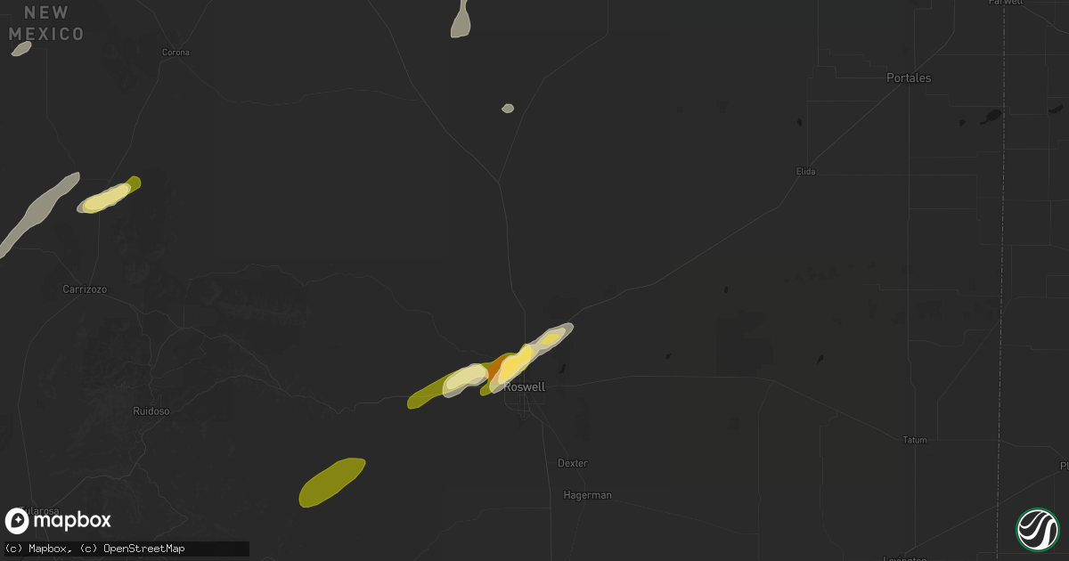Hail map in Roswell, NM on October 25, 2026