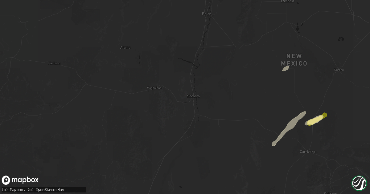 Hail map in Socorro, NM on October 25, 2026