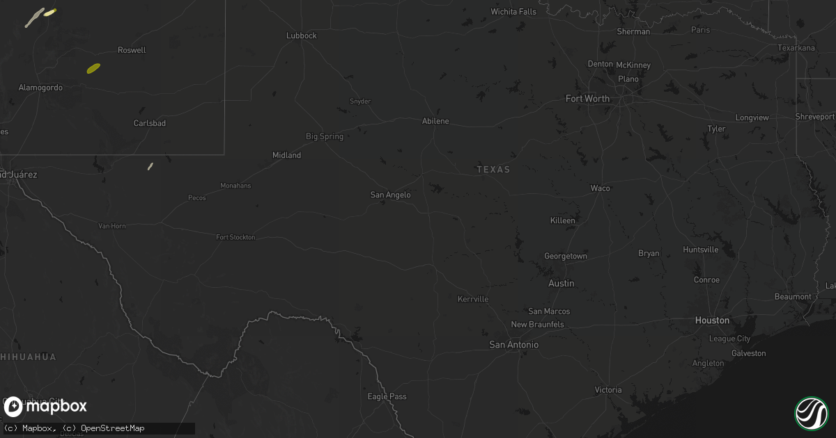 Hail map in Texas on October 25, 2026