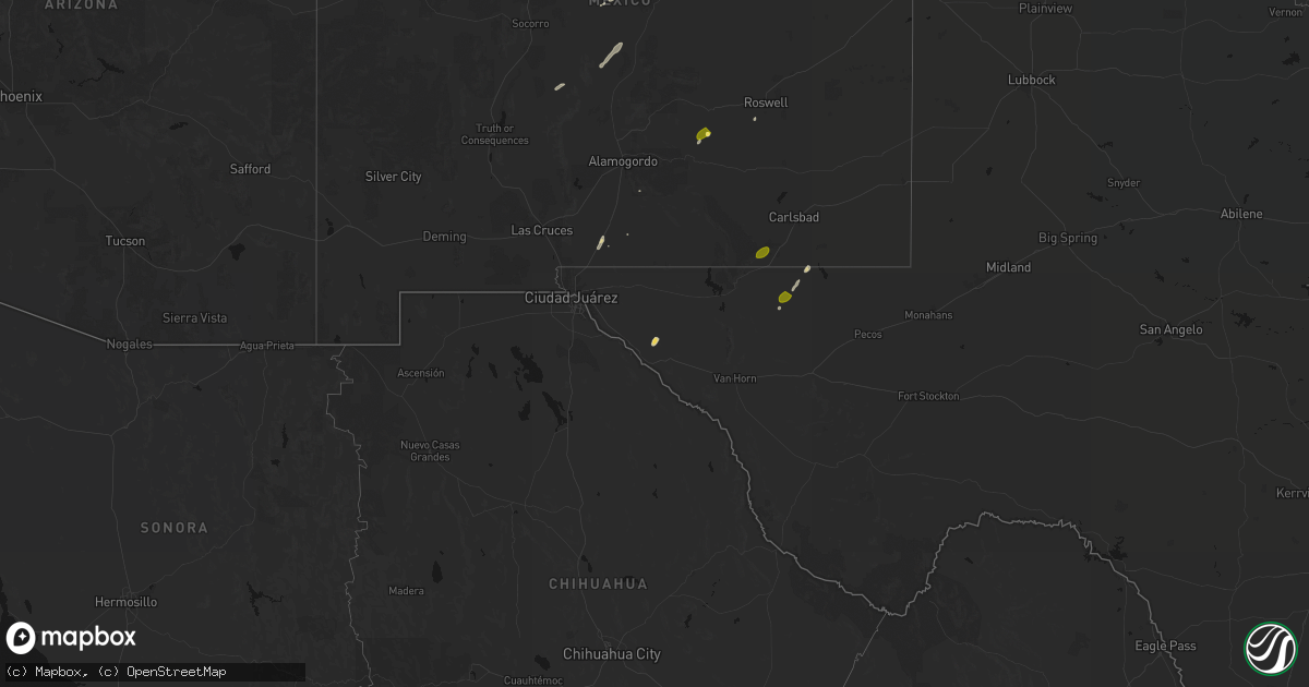 Hail map on October 25, 2026