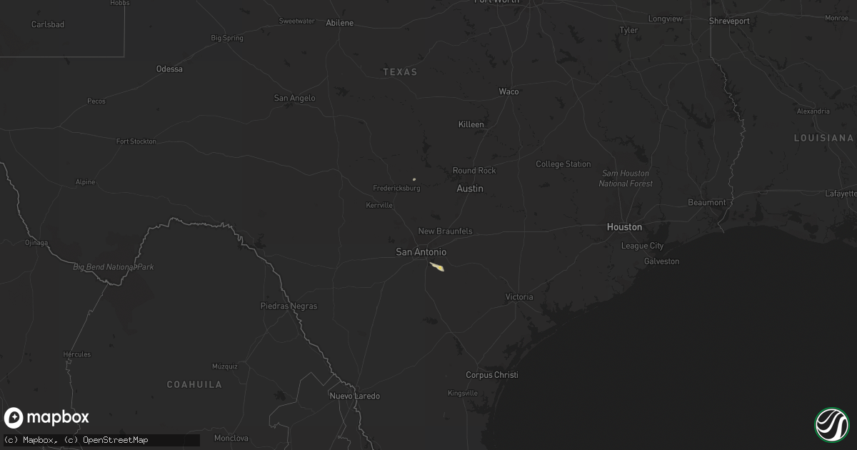 Hail map in Texas on October 26, 2012
