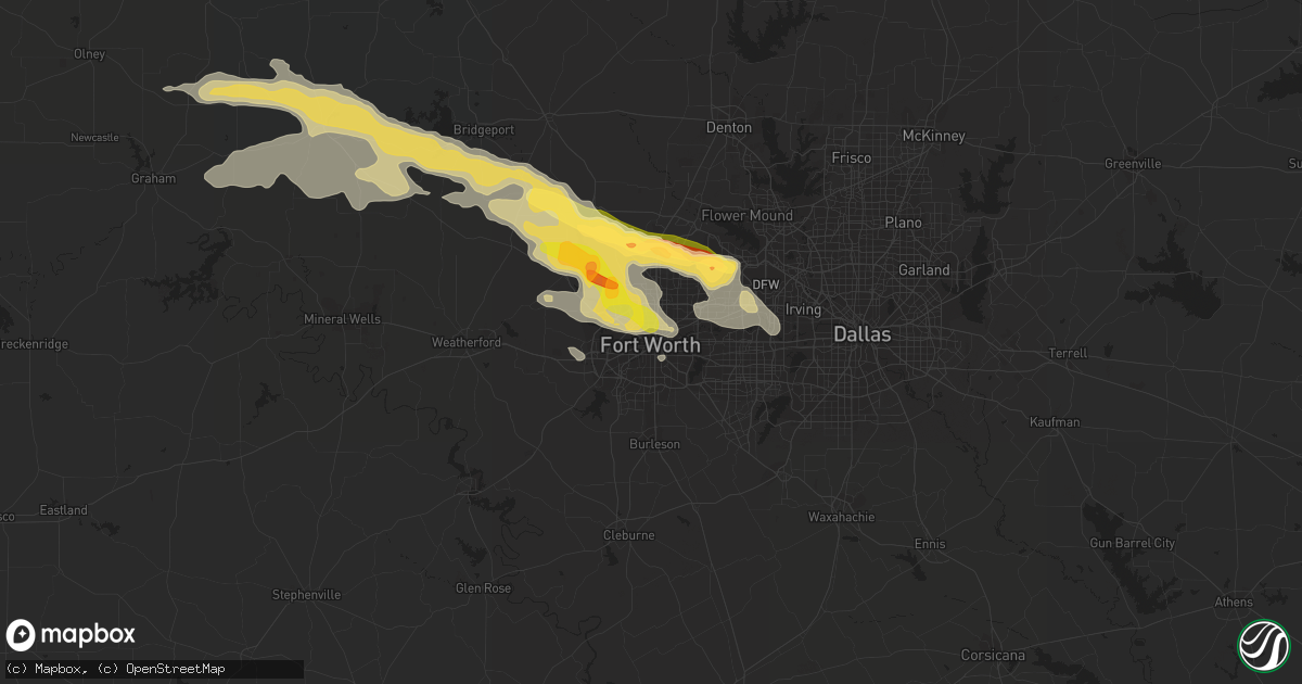 Hail map in Fort Worth, TX on October 26, 2013