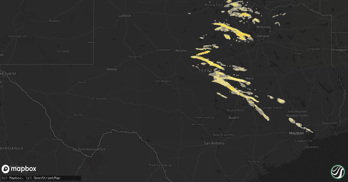 Hail map in Texas on October 26, 2013
