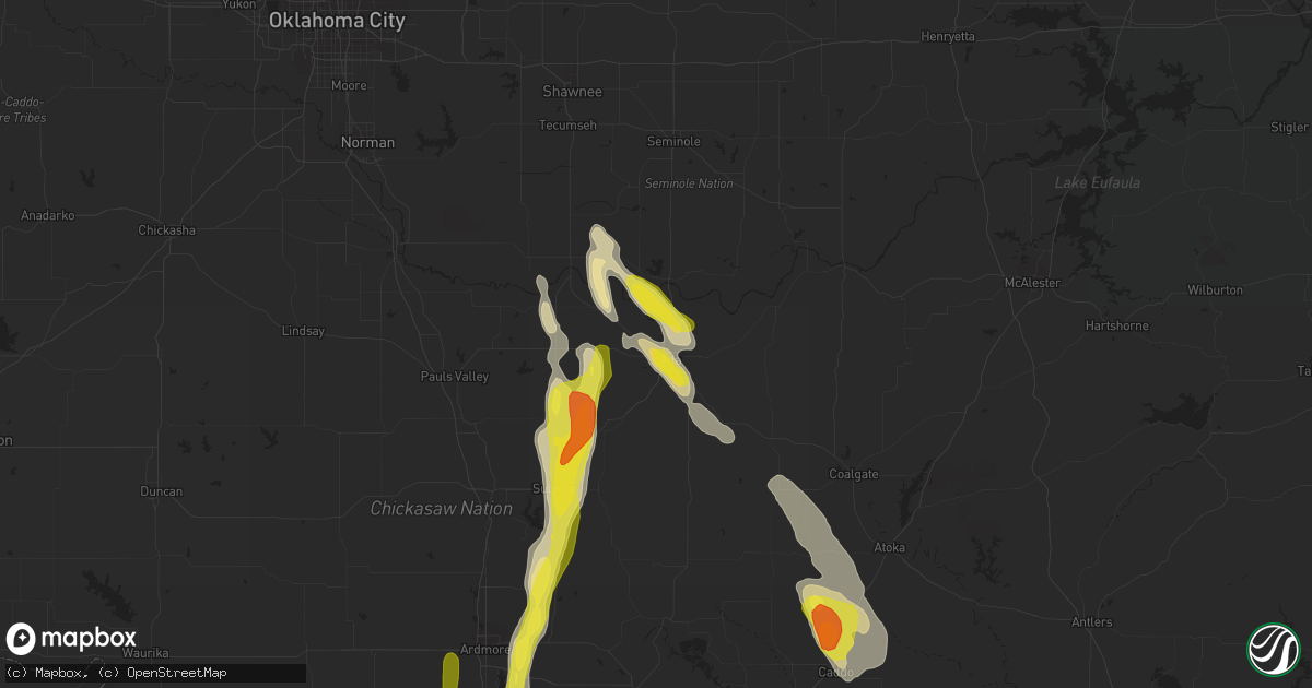 Hail map in Ada, OK on October 26, 2016