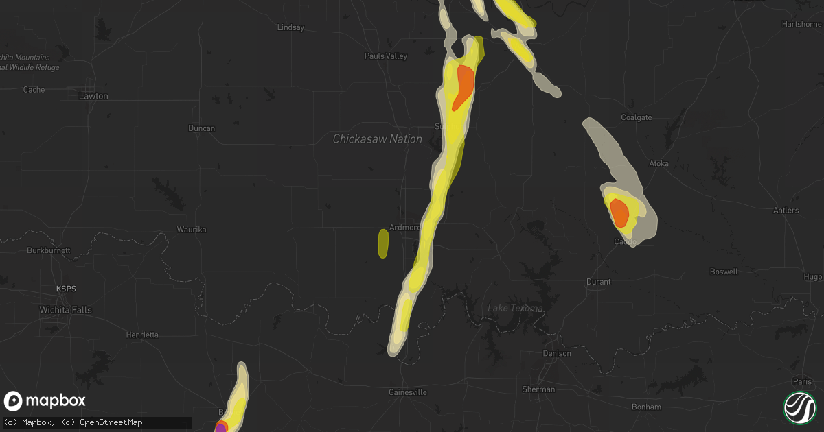 Hail map in Ardmore, OK on October 26, 2016