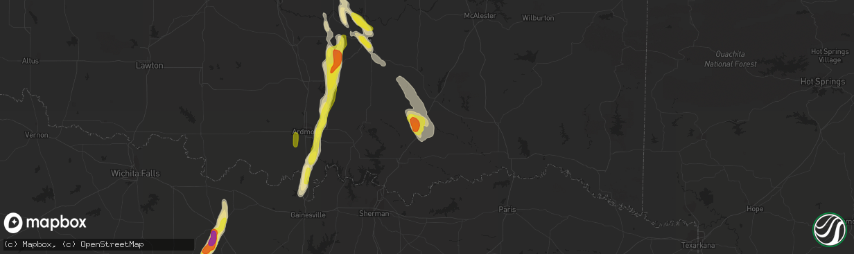 Hail map in Caney, OK on October 26, 2016