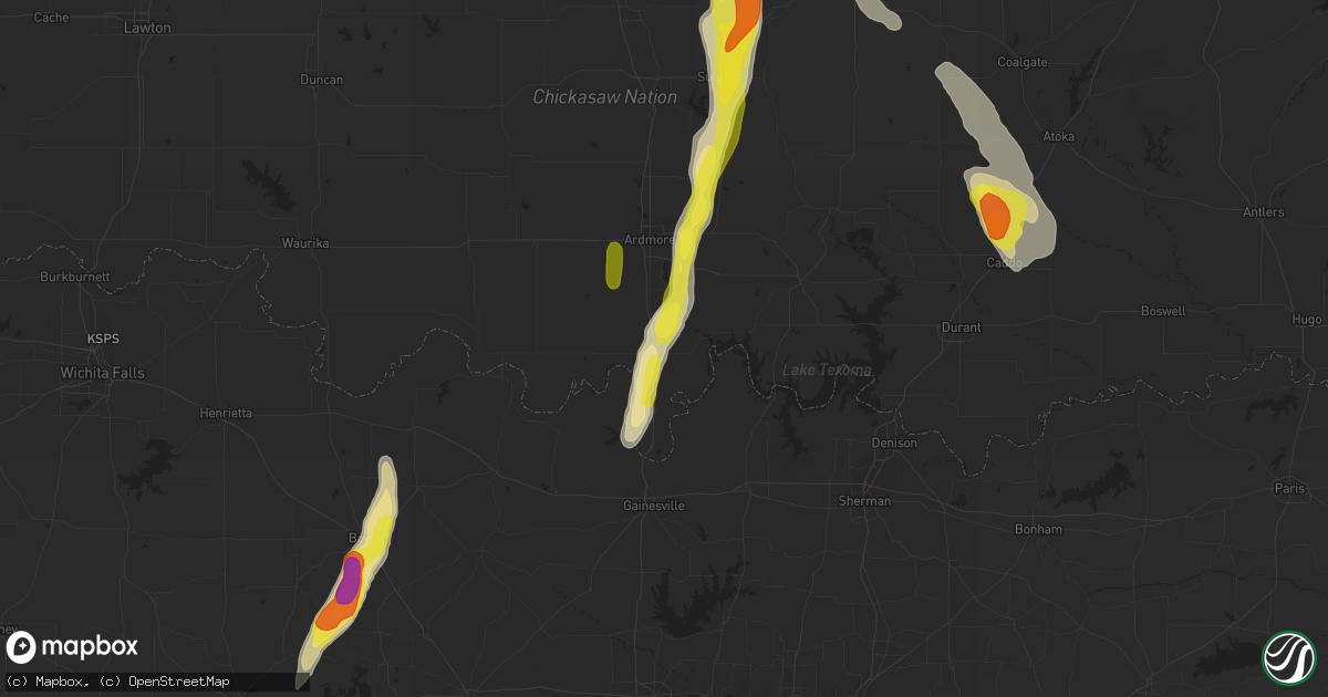 Hail map in Marietta, OK on October 26, 2016