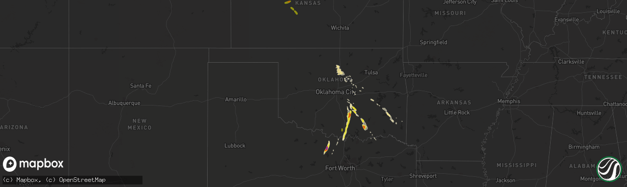 Hail map in Oklahoma on October 26, 2016