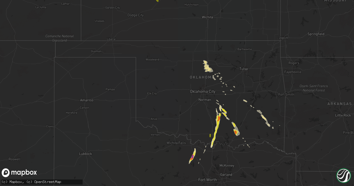 Hail map in Oklahoma on October 26, 2016