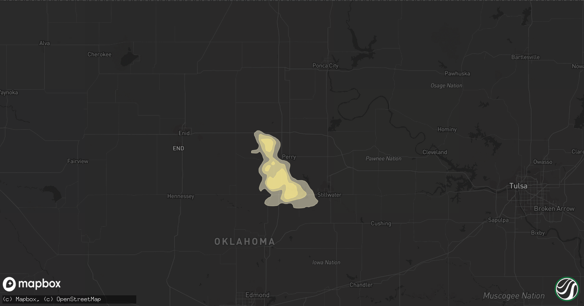 Hail map in Perry, OK on October 26, 2016