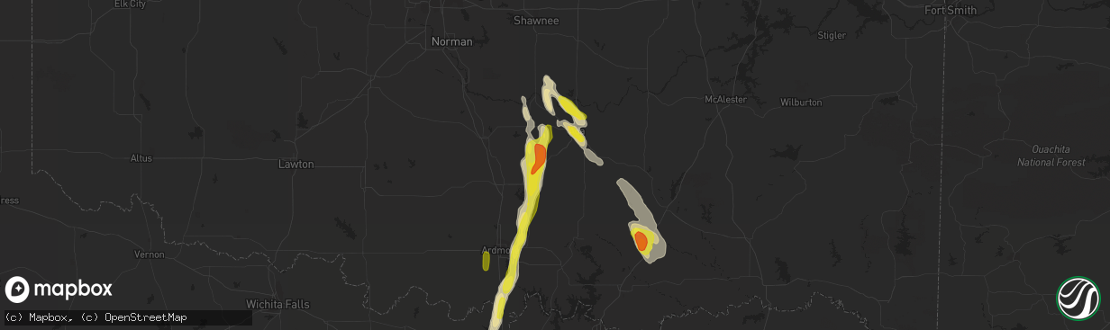 Hail map in Roff, OK on October 26, 2016