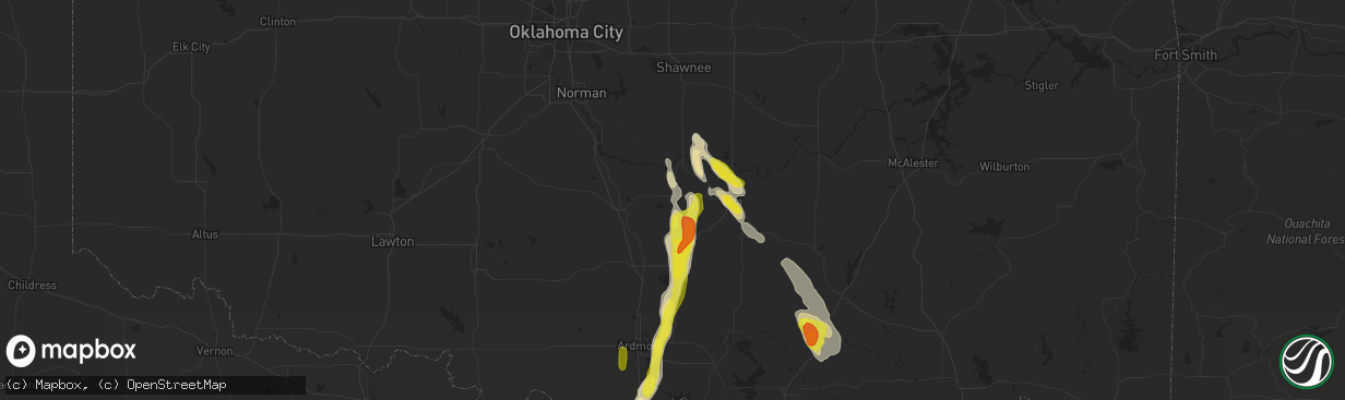 Hail map in Stratford, OK on October 26, 2016