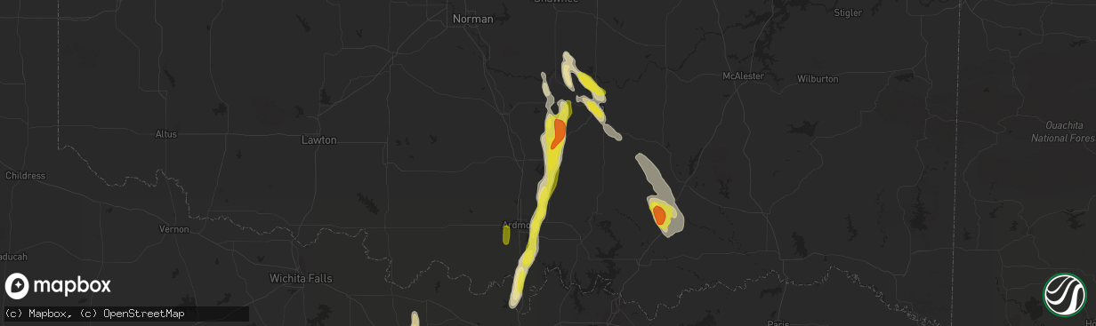 Hail map in Sulphur, OK on October 26, 2016