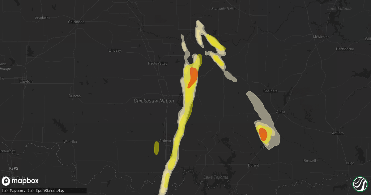Hail map in Sulphur, OK on October 26, 2016
