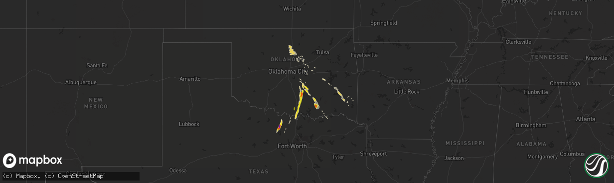 Hail map on October 26, 2016