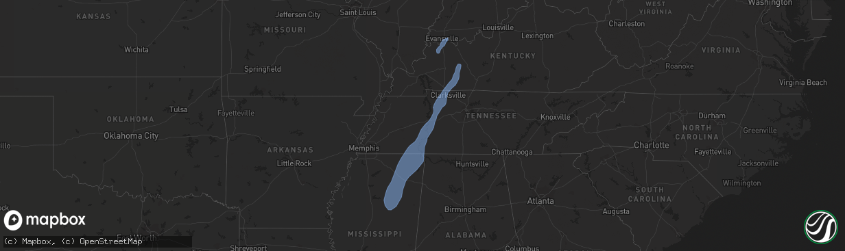 Hail map in Alabama on October 26, 2019