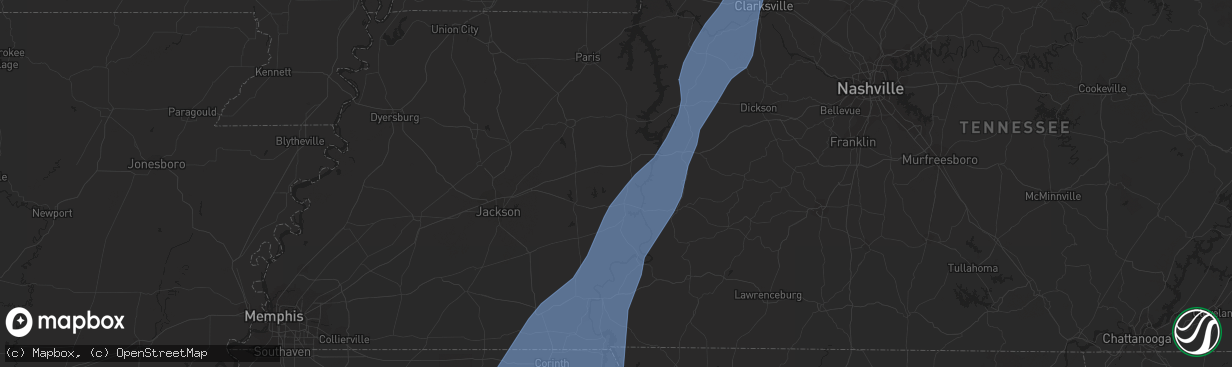 Hail map in Booneville, MS on October 26, 2019