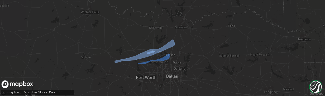 Hail map in Aubrey, TX on October 26, 2021