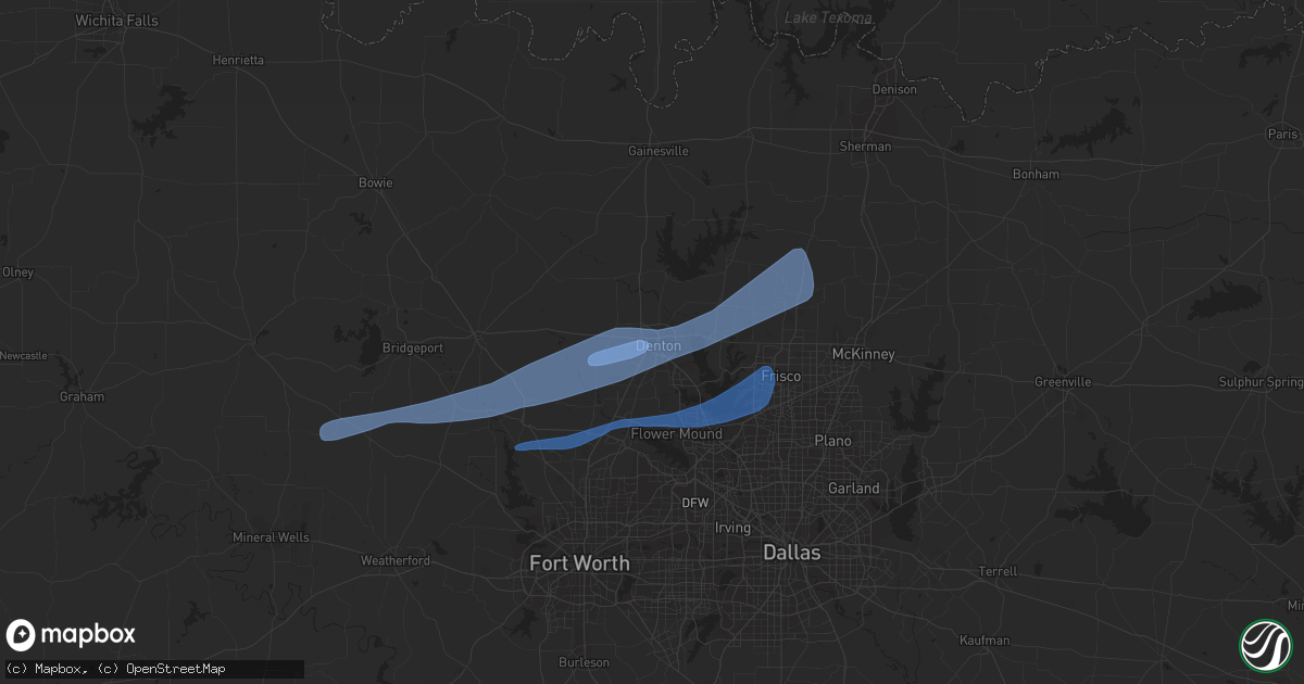 Hail map in Denton, TX on October 26, 2021
