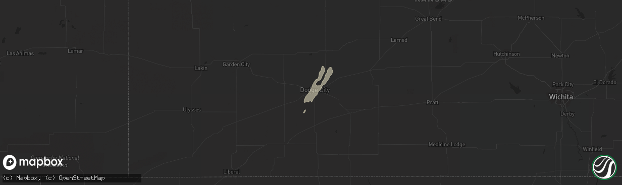 Hail map in Dodge City, KS on October 26, 2021