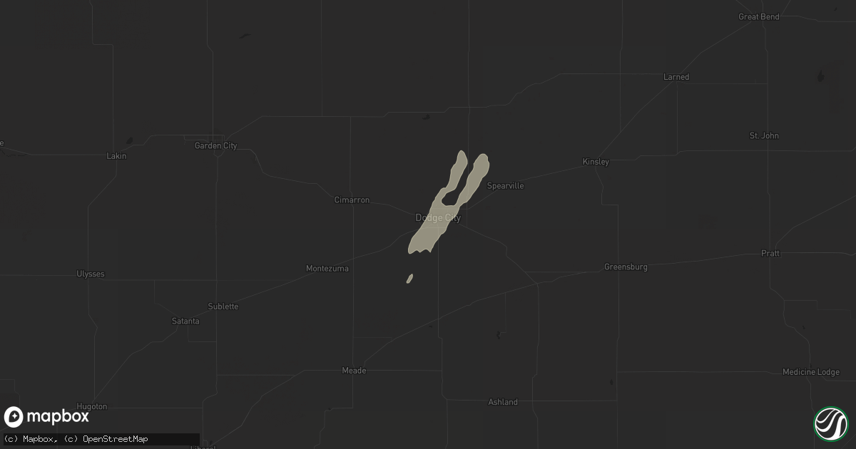 Hail map in Dodge City, KS on October 26, 2021
