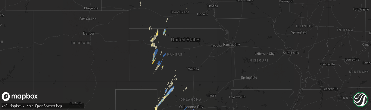 Hail map in Kansas on October 26, 2021