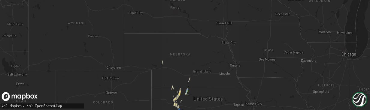 Hail map in Nebraska on October 26, 2021