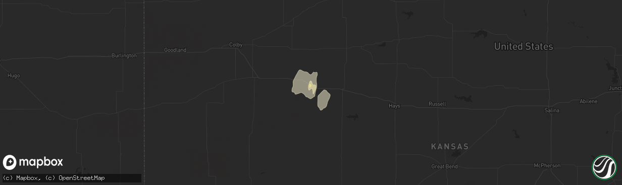 Hail map in Quinter, KS on October 26, 2021