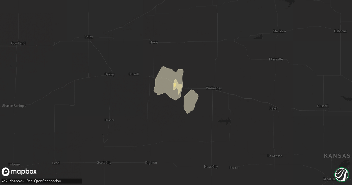 Hail map in Quinter, KS on October 26, 2021