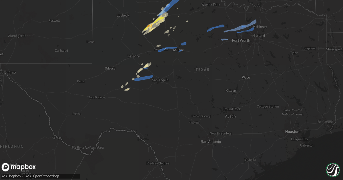 Hail map in Texas on October 26, 2021