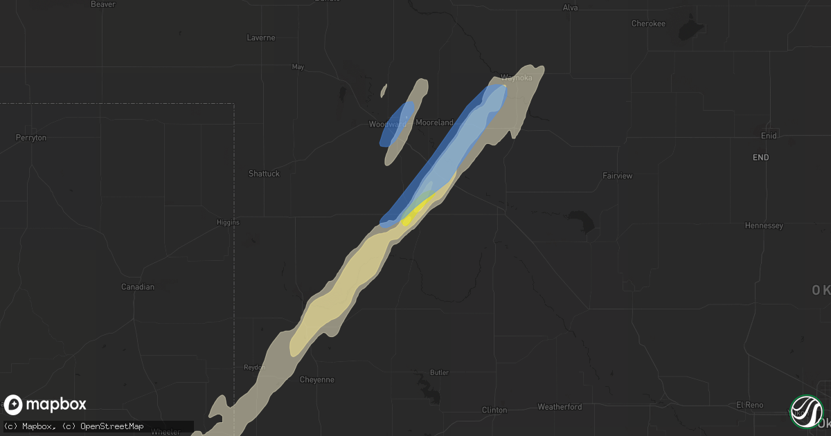 Hail map in Vici, OK on October 26, 2021