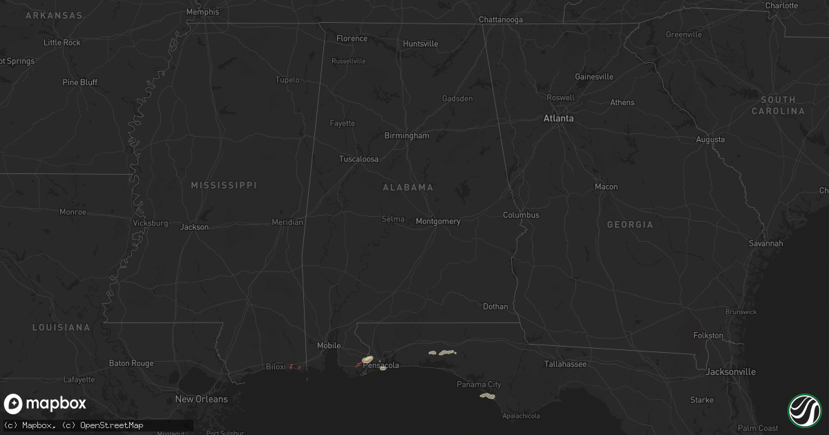 Hail map in Alabama on October 26, 2025