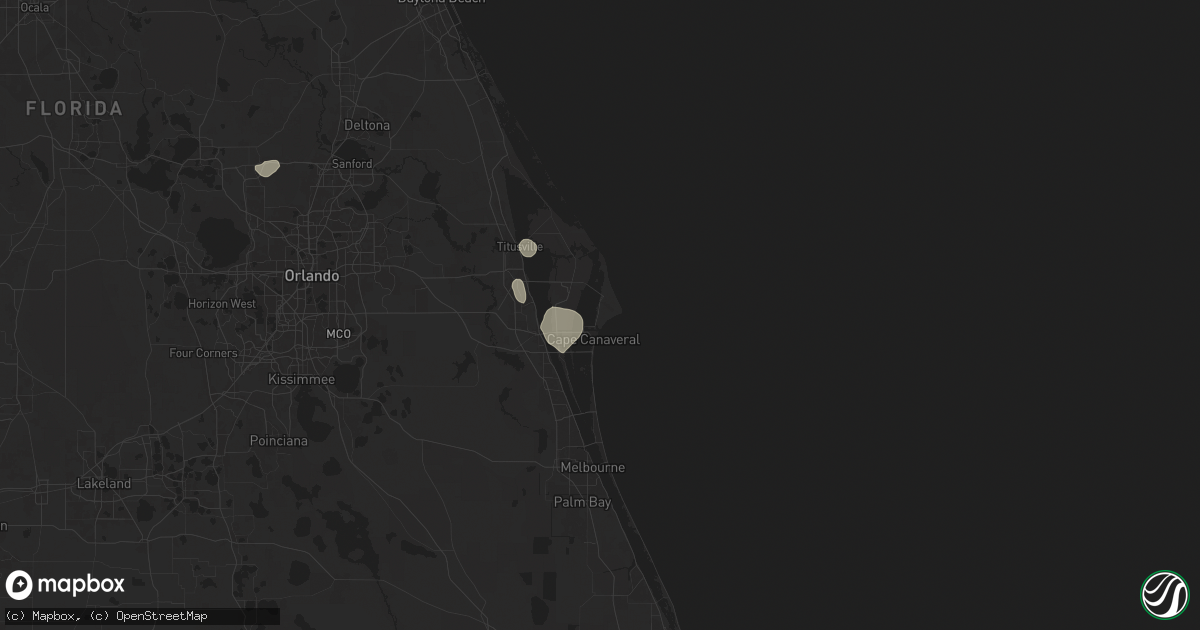 Hail map in Cape Canaveral, FL on October 26, 2025