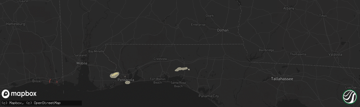 Hail map in Defuniak Springs, FL on October 26, 2025