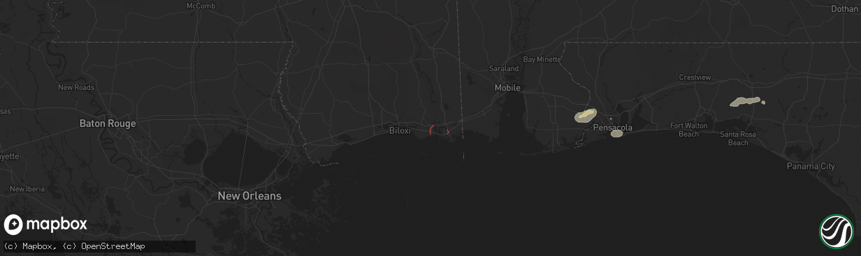 Hail map in Gautier, MS on October 26, 2025