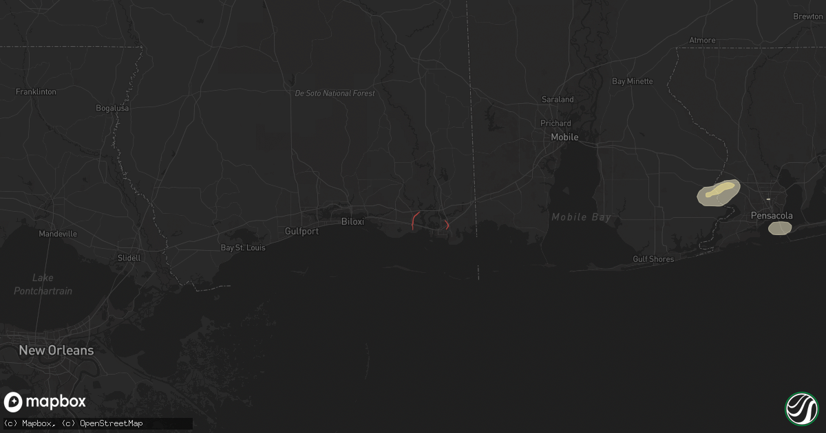 Hail map in Gautier, MS on October 26, 2025
